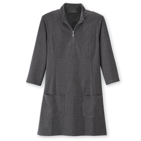 NorthStyle tunic, Size L gray heathered 3/4 sleeves zipper pocket stretch VGUC - Picture 2 of 13